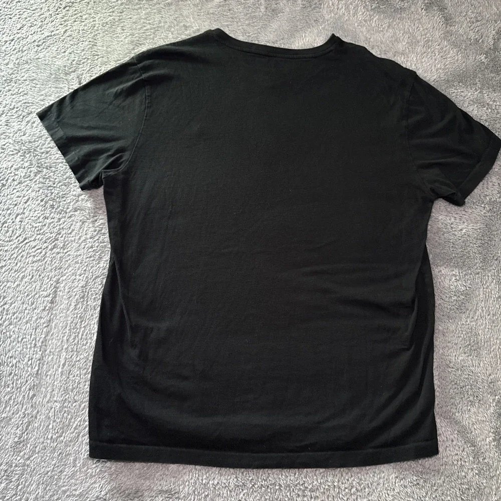 Polo Ralph Lauren Men's Large Short Sleeve V Neck Black Cotton T Shirt Red Pony